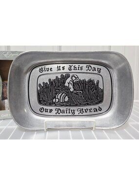 Wilton Armetale Large Pewter Bread Serving Tray GIVE US THIS DAY... 10.75" x 7"